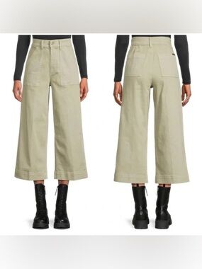 Joe's Jeans Desert Sage Wide Leg Crop Pants Utility Size 27 High Rise Stretch